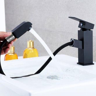 OEM Grifo Mezclador Para Lavabo Tuserxln Negro Con Ducha De Mano, Acero Inoxidable, Monomando, Agua Fr&iacute;a Y Caliente, Con Mangueras Incluidas, Grifo De Ba&ntilde;