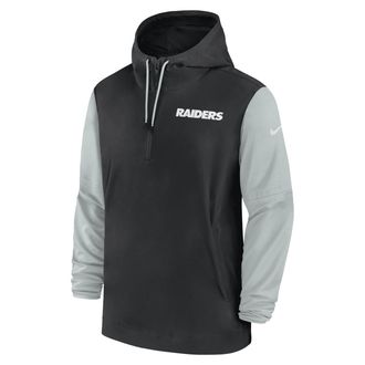 Nike Las Vegas Raiders Sideline Pre-Game Player Nike Mens NFL 1/2-Zip Hooded Jacket in Black | 02EZ056Y8D-50K