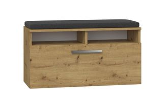 Topeshop Topeshop - Rivi - Mueble Zapatero Con Asiento Y Almacenaje - Puerta Basculante - Dimensiones: 46x85x35 - 6 Estantes - Artesanal