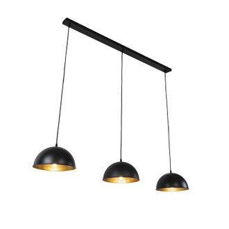QAZQA Industrial L&aacute;mpara Colgante Inteligente Negra Con Dorado 3 Luces Con Wifi A60 - Magnax Acero Alargada Adecuado Para Led Max. 3 X 4.9 Watt - Qazqa