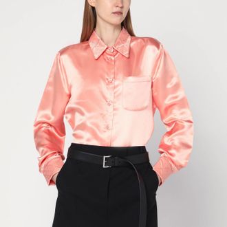 Prada Camicia color corallo in misto seta