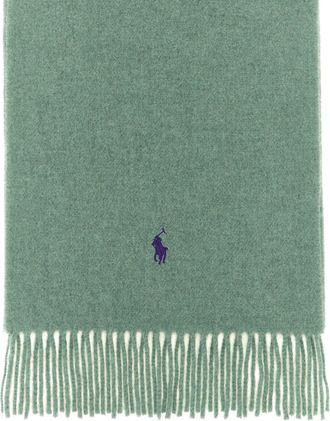 Polo Ralph Lauren Wool with Embroidered Logo Scarf - Sage Green