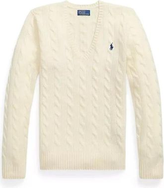Polo Ralph Lauren Vesta - Dames - V-hals truien - Beige - L - Katoen - Truien & Vesten