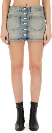 Courr&egrave;ges Denim Cotton Mini Skirt - Blue