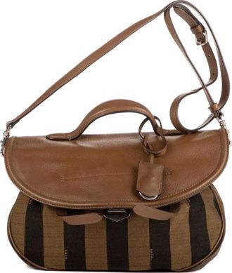 Fendi Borsa a spalla a righe - Marrone