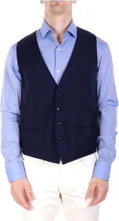 HUGO BOSS Kostuums, Heren, Blauw, L, Leer, Suit Vest