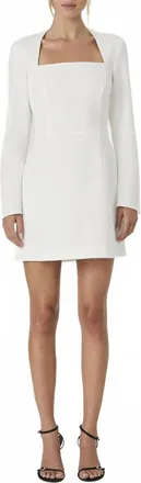 French Connection Whisper Long Sleeve Dress With Square Neck In Summer White