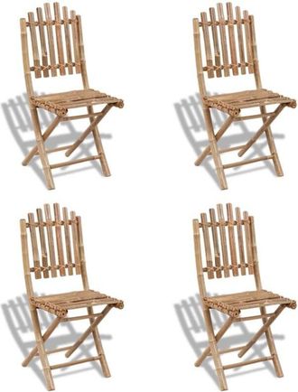 vidaXL Foldable Outdoor Chairs Bamboo 4 pcs vidaXL