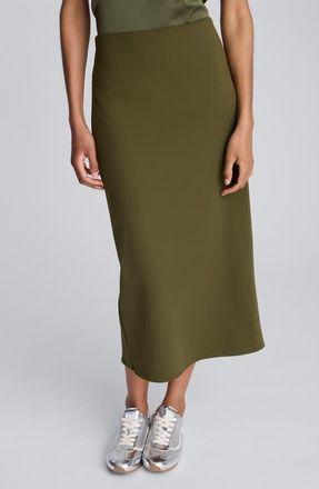 Kenneth Cole Back Slit Midi Skirt in Olive Green at Nordstrom, Size Small