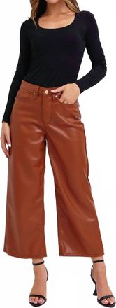 Judy Blue High Rise Tummy Control Faux Leather Crop Wide Leg Jeans In Brown