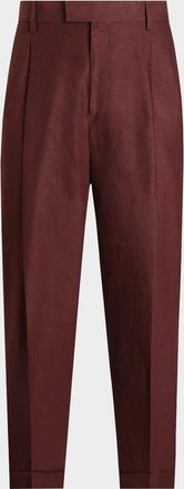 Dolce & Gabbana Mens Double-Pleated Linen Pants