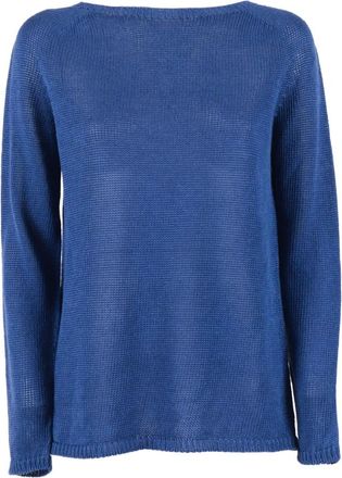 Max Mara Round-neck Knitwear, female, Blue, Size: S Giolino Top