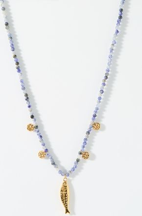 Simons Womens Large fish blue necklace