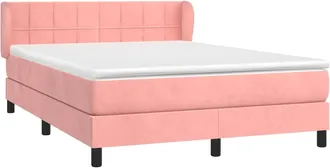 vidaXL Vidaxl - Cama Box Spring Con Colch&oacute;n Terciopelo Rosa 140x200 Cm