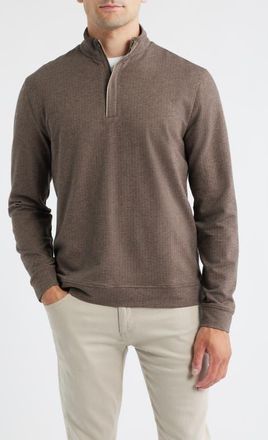 Johnnie-O Rubin Herringbone Quarter Zip in Bison at Nordstrom, Size Xx-Large