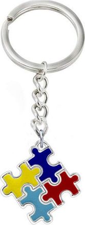Generic Autism Awareness Colorful Puzzle Piece Charm Keychain Car Key Ring Unisex GiftSimple and Sophisticated Design