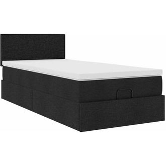 vidaXL Estructura De Cama Otomana Con Colch&oacute;n Tela Negra 80x200cm Vidaxl