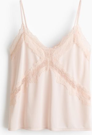 H&M Tr&auml;gertop aus Ponte-di-Roma mit Spitzenbesatz - Helles Pfirsichrosa