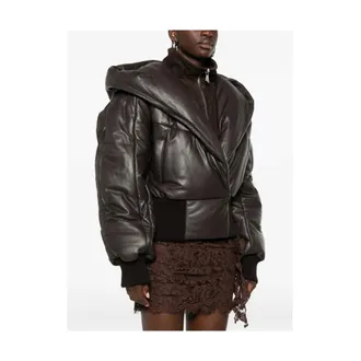 The Attico Quilted Leather Jacket - female - The Attico - Winter Jackets - Brown - S - Jackets