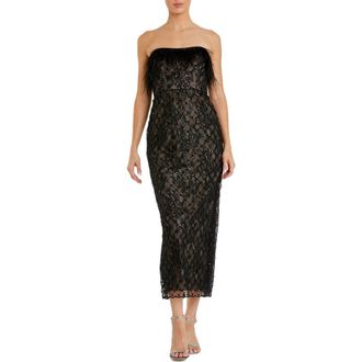 Mac Duggal Embellished Strapless Column Dress in Black Nude at Nordstrom, Size 12