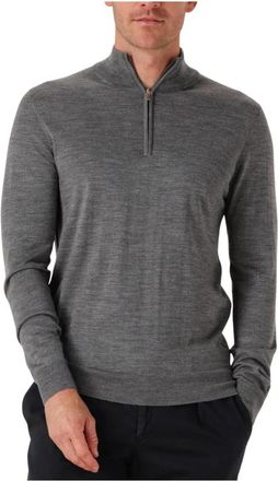Profuomo Grijze Half Zip Merino Pullover Sweater - Heren - Coltruien - Grijs - M - Wol - Truien & Vesten