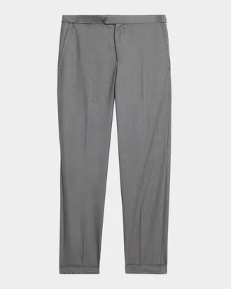 Isaia Men & apos;s Wool Twill Side-Tab Trousers