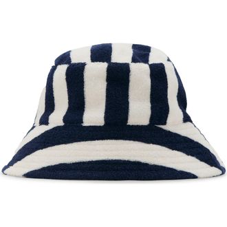 Mango Stripe Terry Cloth Bucket Hat in Blue at Nordstrom