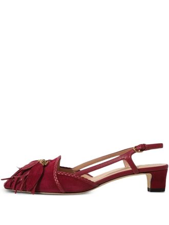 Tod's fringe-detail suede pumps - women - Suede/Calf Leather/Calf Leather - 34.5 - Red