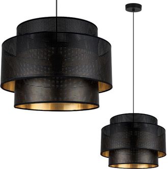 OEM L&aacute;mpara Colgante Asti Trio Negra Y Dorada Malla 40cm