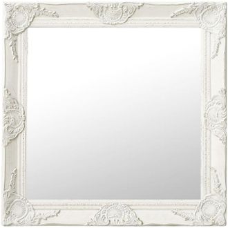 vidaXL Wall Mirror Baroque Style 60x60 cm White Vidaxl