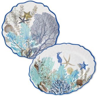Certified International Blue Lagoon Melamine 2Pc Platter Set