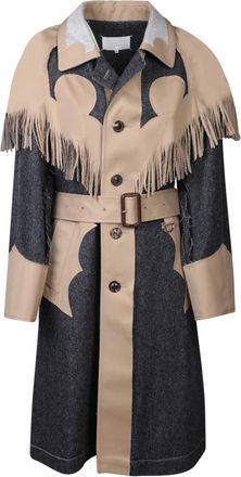 Maison Margiela Stijlvolle enkellange jas met riem - Dames - Jas met riem - Beige - 2XS - Katoen - Jassen