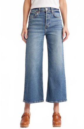Re/Done Womens High Rise Wide Leg Crop Jeans In Indigo