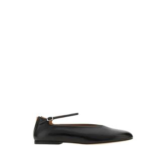 Jil Sander Schoenen, Dames, Zwart, 37 1/2 EU, Leer, Elyss Ballerina