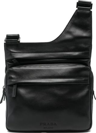 Prada leather shoulder bag - men - Calf Leather/Fabric - OS - Black