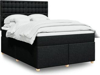 vidaXL Vidaxl - Cama Box Spring Con Colch&oacute;n Tela Negro 140x200 Cm