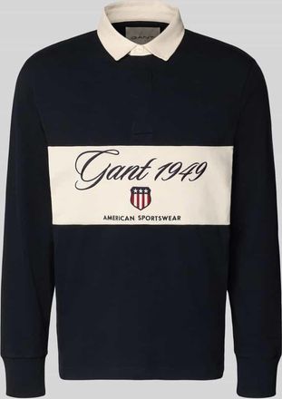 GANT Sweatshirt mit Polokragen und verdeckter Knopfleiste in Black, Gr&ouml;&szlig;e 4XL