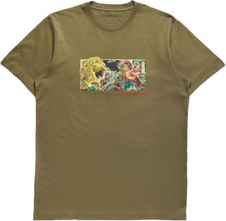 maharishi Samurai Tiger Strijd T-shirt - Heren - T-shirts - Groen - S - Katoen - Tops
