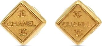 Chanel 1999 vergulde oorbellen met logo - Goud