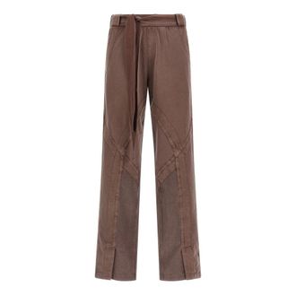 The Attico Broek met Split aan de Voorkant - Dames - Wijde Broeken - Bruin - XS - Katoen - Broeken
