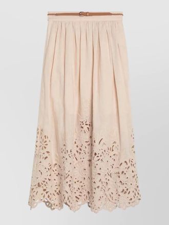 Zimmermann elastic waistband midi skirt laser cut