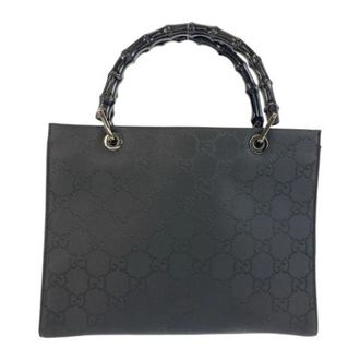 Gucci Pre-owned Bamboo Nylon GG Tote Handbag - Dames - Vintage Handtas - Zwart - ONE Size - Nylon - Vintage