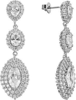 Untamed Petals Annette Crystal Drop Earrings in Silver at Nordstrom