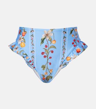 Agua Bendita Jengibre printed ruffled bikini bottoms