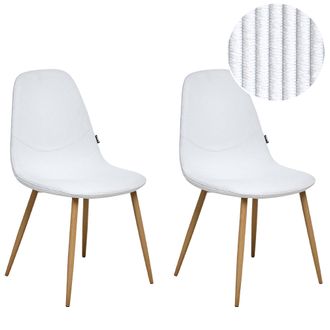 Beliani Beliani - Conjunto De 2 Sillas De Comedor Asiento Tapizado De Pana Con Patas De Hierro Blanco Hilden