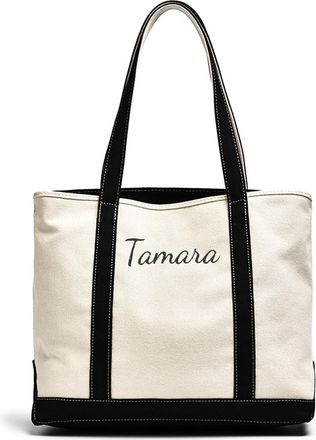 Generic Personalized Womens Tote Bag Custom Embroidered Shopping Bag with Name Reusable Canvas Bag Commuter Travel Bag with Zippered Pocket Gift for Mom, Wife