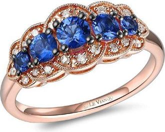 Le Vian 14K Rose Gold 0.85 Ct. Tw. Diamond & Sapphire Half-Eternity Ring