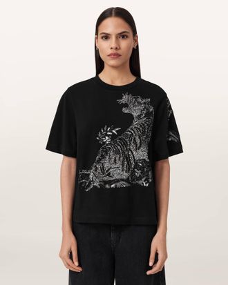 AllSaints Cotton Pounce Lisa Embellished T-Shirt, Size: XS