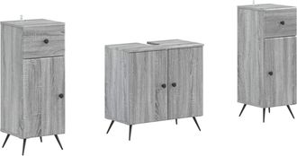 vidaXL Juego De Gabinete De Ba&ntilde;o De 2 Piezas Breda Sonoma Gris Vidaxl