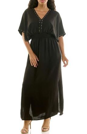 Nina Leonard Crystal Maxi Dress in Black at Nordstrom Rack, Size X-Large